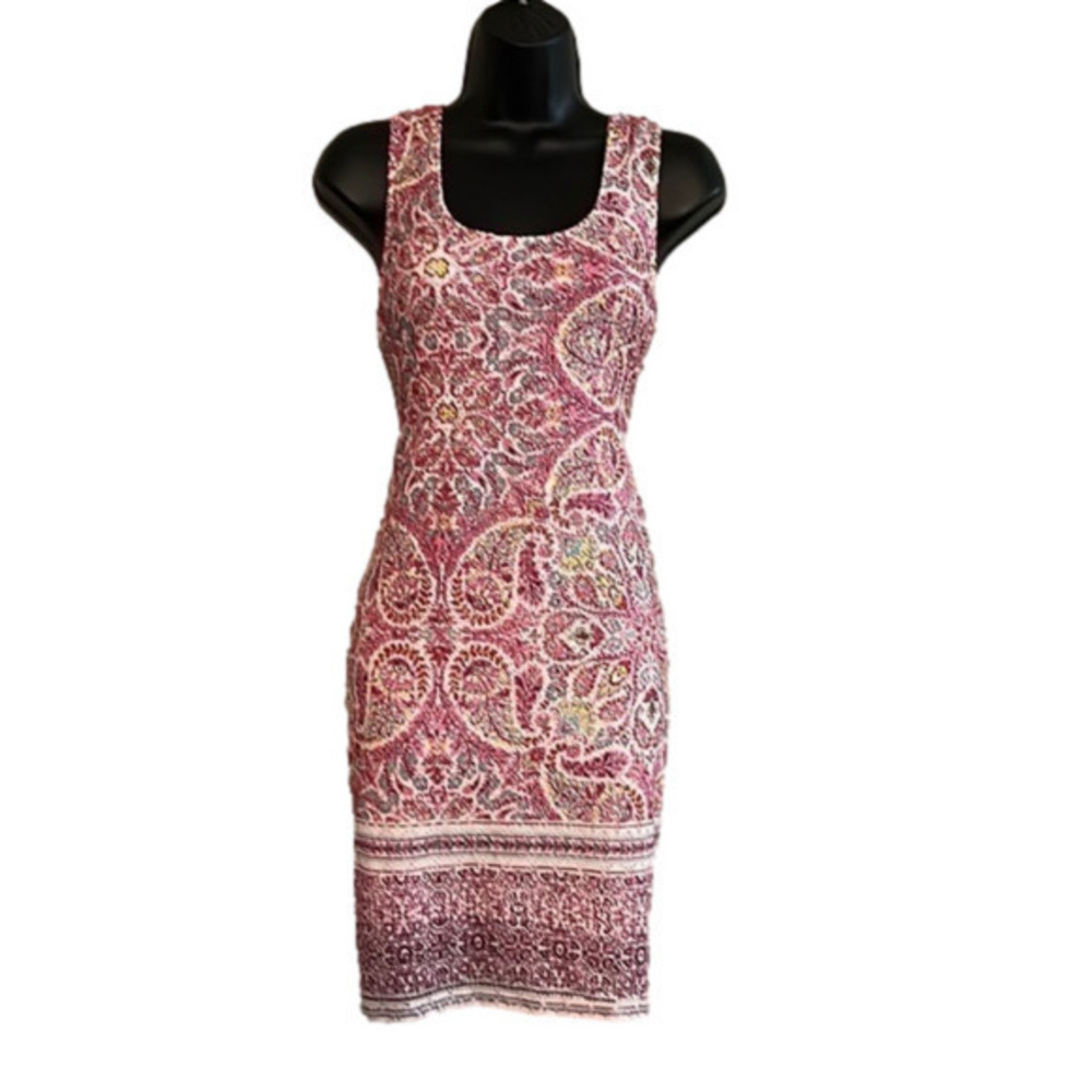 Chelsea and Violet C&V Pink Paisley sleeveless dress sz Med CUTE Lace Eyelet EUC